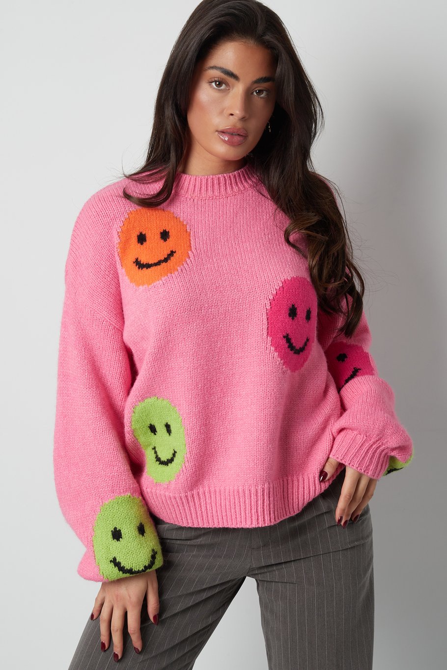 Smiley Strickpullover - grau Bild6